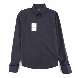 NWT Untuckit Cornerstone Slim Long Sleeve Button Down Shirt Black French Cuff‎